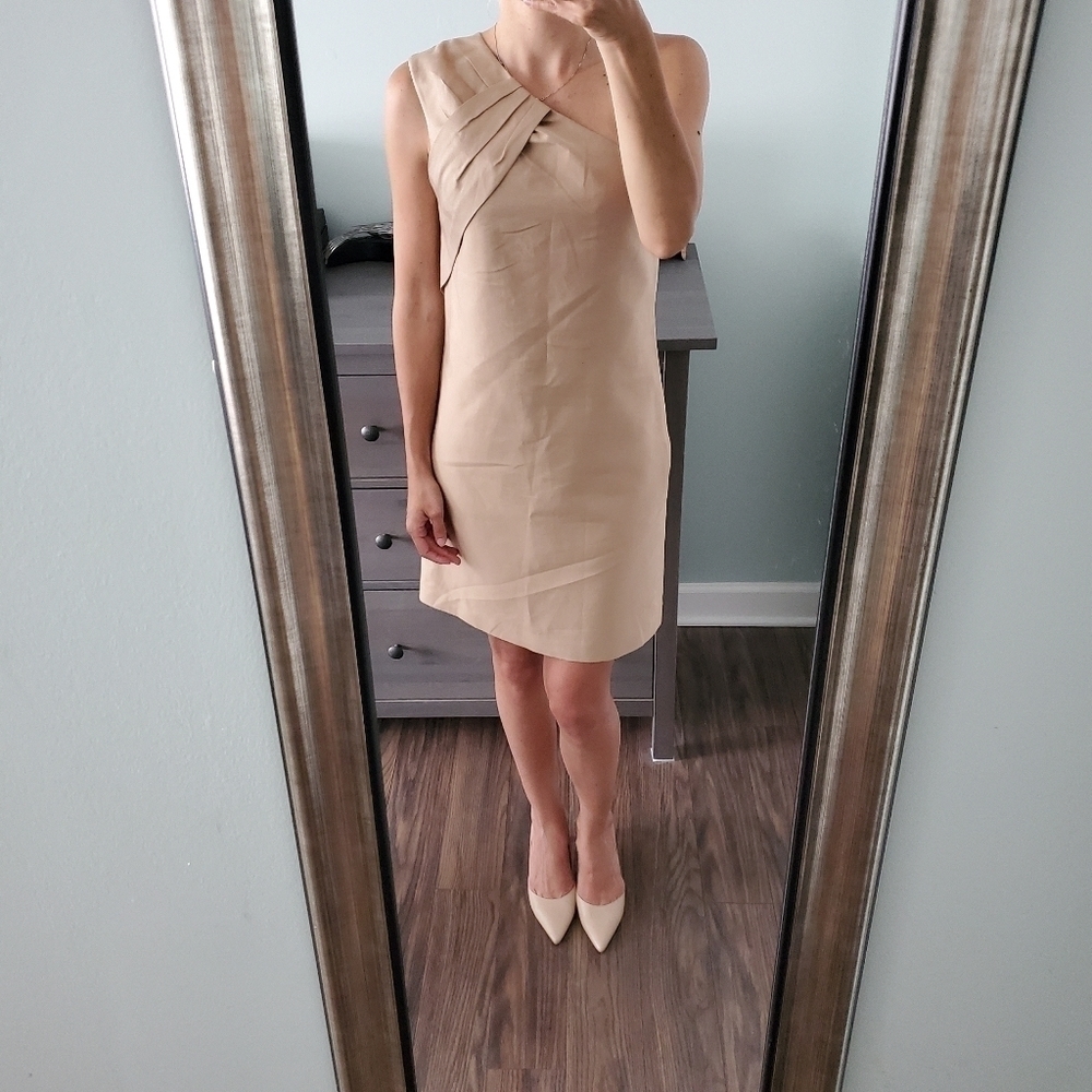 NEW Reiss Tamsin One Shoulder Dress in Mocha Brown
